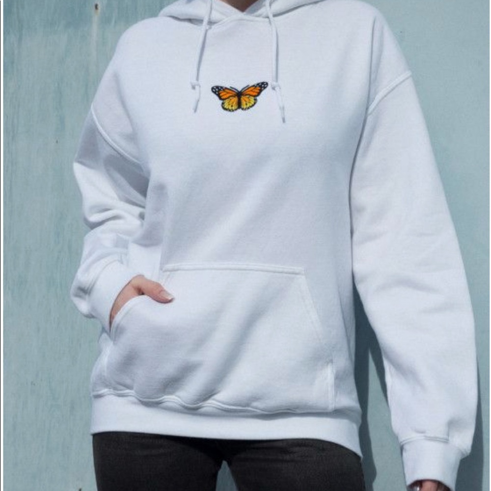 White Brandy Melville Inspired Butterfly Hoodie